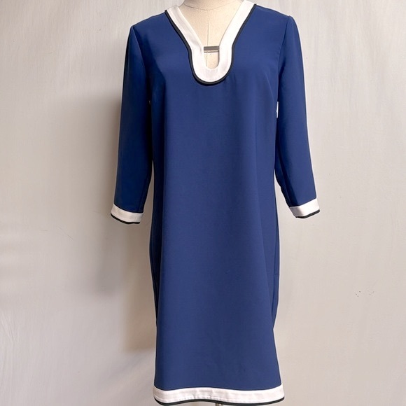 Ann Taylor Blue And White Shift Dress Size Small - Picture 4 of 13